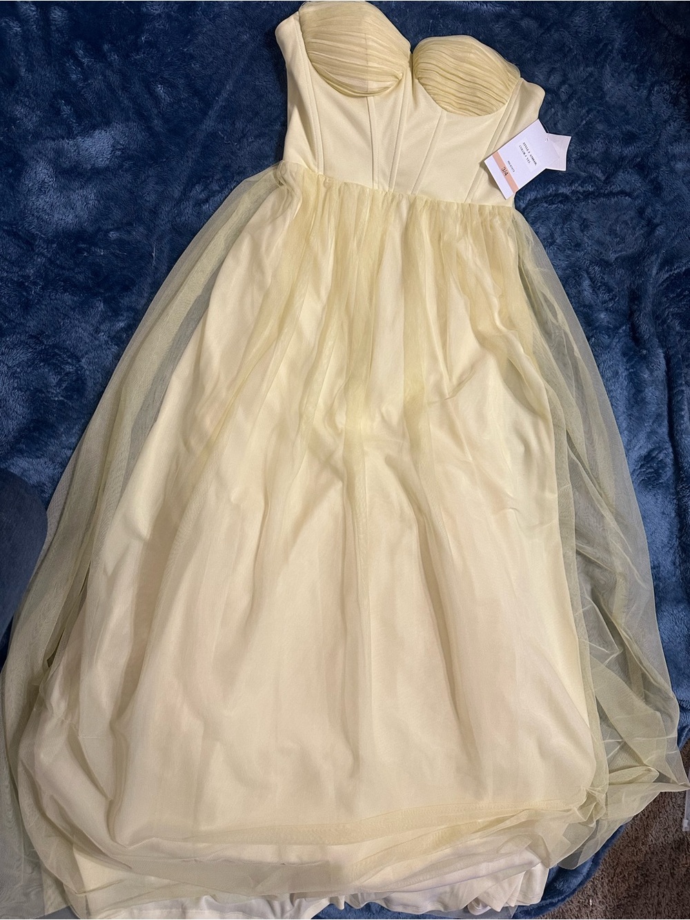 Womens Pale Yellow Tulle Party Dress